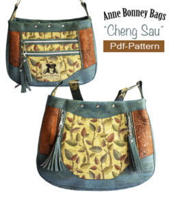 Cheng Sau Shoulder Bag pattern with 2 vertical front pockets and 2 back pockets