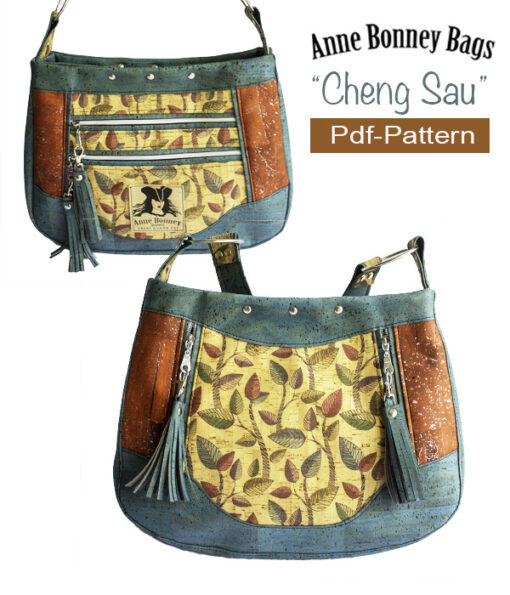 Cheng Sau Shoulder Bag pattern with 2 vertical front pockets and 2 back pockets
